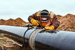 Welding works on gas pipeline